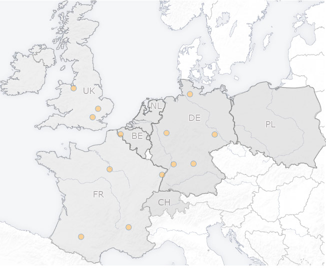 Nos sites en Europe