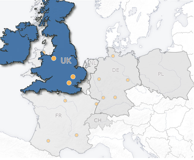 Nos sites en Royaume-Uni
